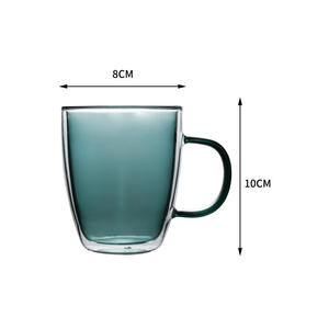 Mug en verre créatif coloré de 300 ml avec poignée, verre borosilicate à double paroi, mug à café et à jus - Product Image 5