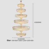 Lustre en cristal de luxe postmoderne pour plafond haut, éclairage creux pour villa, duplex, salon, escalier rotatif