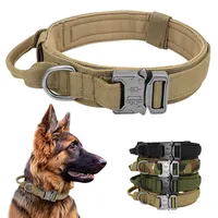 Taktik köpek tasması kolu ile dayanıklı askeri naylon köpek tasması köpek tasması ayarlanabilir eğitim yaka büyük köpekler için K9