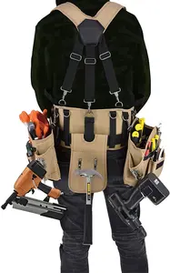 Ferramenta de carpinteiros resistentes, cinto de ferramenta de construção profissional, bolsa de cintura, equipamento de conforto com suspensórios