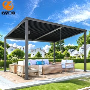 Pergola contemporaine minimaliste en alliage d'aluminium, structure robuste, imperméable, faible entretien, pour <span class=keywords><strong>terrasse</strong></span> urbaine, petit jardin - Product Image 4
