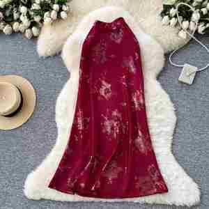 Falda Maxi Estampada de Verano 2025 para Mujer, Casual, Cintura Imperio, Transpirable, 100% Seda Sostenible, Satén, Venta al Por Mayor - Product Image 3