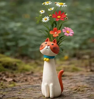 09 2026 Vas Resin Kucing Kartun Unik Lucu Kreatif Baru, Dekorasi Rumah Bentuk Hewan Imut untuk Rangkaian Bunga, Hiasan Meja