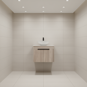 Modern Design 24 Inch White Oak Bathroom Vanity Wall Mounted Soft Close Door Ceramic Basin Set - Product Image 2