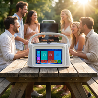 Système de karaoké portable avec 2 haut-parleurs de graves de 4 pouces et 2 tweeters de 1,5 pouce, Android 13, WiFi / 30W, écran vidéo, mini enceinte de fête