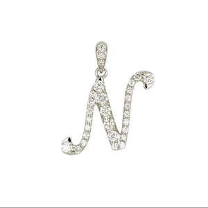 Amuleto de Letra N en Oro de 18K con Diamantes, 0.362ct, 29 Diamantes, 136g, Regalo Personalizado - Product Image 1