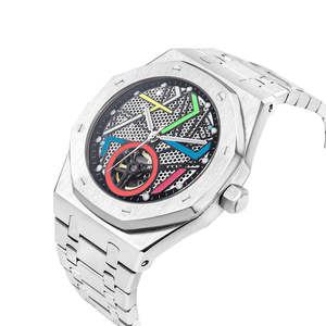 นาฬิกาข้อมือผู้ชายคุณภาพสูง ระบบจักรกล Miyota ตัวเรือนสีเงิน แสดงผลแบบอนาล็อก พร้อมปฏิทิน ระบบอัตโนมัติ สายสแตนเลส กระจกแซฟไฟร์ กันน้ำ 5BAR - Product Image 3