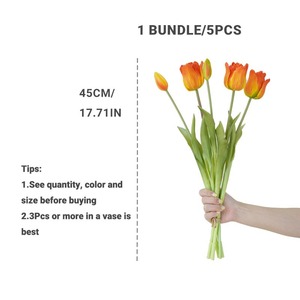 Bouquet de 5 tulipes artificielles en latex souple pour décoration de salon et accessoire de photographie - Product Image 5
