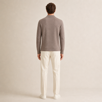 Pull cardigan en laine mérinos 100 % mercerisée à col polo et manches longues pour homme, fabriqué en usine