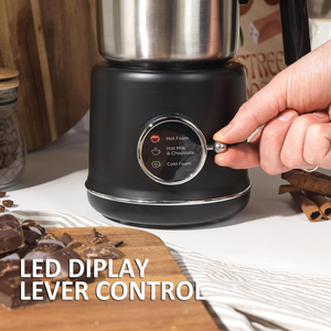 <span class=keywords><strong>Mousseur</strong></span> à <span class=keywords><strong>lait</strong></span> électrique automatique rétro avec commande à levier, en acier inoxydable, détachable, 3 en 1, avec affichage LED - Product Image 3