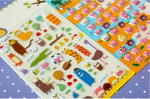 귀엽고 예쁜 <span class=keywords><strong>3D</strong></span> PVC 퍼피 스티커 도매, 어린이용 동물 공룡 과일 디자인, 친환경 방수 스크랩북용 - Product Image 3