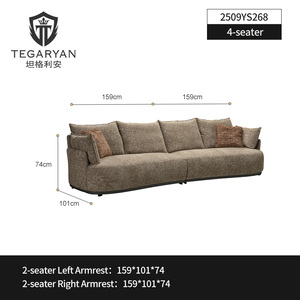 Sofá Esquinero Nórdico Moderno de Tres Plazas con Relleno de Esponja y Tapizado de Tela para Sala de Estar - Product Image 5