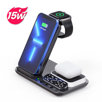 Chargeur sans fil multifonction 4 en 1, réveil, chargeur sans fil trois en un pour iPhone 14 15 Watch Airpods