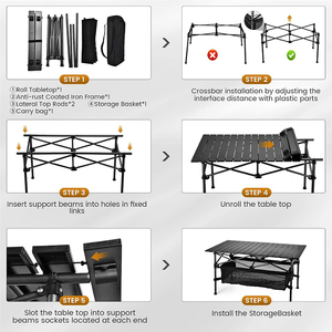 Lightweight Aluminum <strong>Folding</strong> <strong>Table</strong> <strong>Roll</strong> up <strong>Table</strong> With Easy Carrying Bag for Car Camping - Product Image 4
