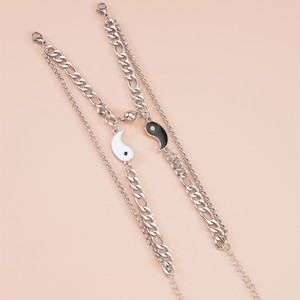 Go Party 2Pcs/Set Stainless Steel Jewelry Oil Drop <strong>Yin</strong> <strong>Yang</strong> Splicing Ball Magnetic Buckle Couple <strong>Bracelet</strong> Link Chains <strong>Bracelets</strong> - Product Image 3