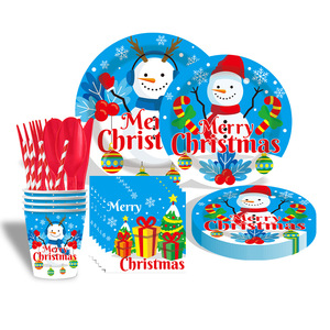 Platos de fiesta de Navidad muñeco de nieve platos de papel desechables invierno vacaciones cena postre platos Navidad lindo festivo vajilla - Product Image 1