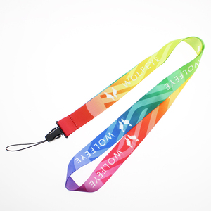 Sublimación personalizada impresa poliéster cordón promocional teléfono correa para el cuello con logotipo llavero y tarjetero - Product Image 1