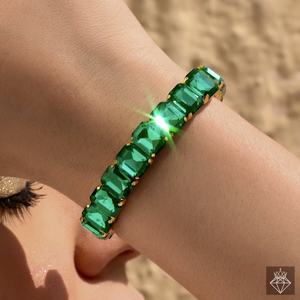 PRAO hecho a mano a granel moda chapado en oro Material de latón antideslustre Esmeralda brazalete para aniversarios de mujeres - Product Image 5