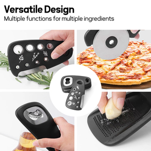 Petit ensemble d'outils de cuisine multifonctionnels de 6 pièces Moulin à fromage, ouvre-bouteille, éplucheur de fruits/légumes, couteau à pizza, éplucheur - Product Image 5