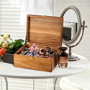 Wooden Jewelry Organizer <b>Box</b> 3-6L Flip Top Desktop <b>Storage</b> For Watches Rings Glasses <b>Photo</b> Souvenirs - Product Image 3