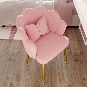Chaise de maquillage pour salon, chambre de fille, design moderne, avec tube floral, chaise de coiffeuse pour chambre à coucher, avec coussin en velours rose - Product Image 4