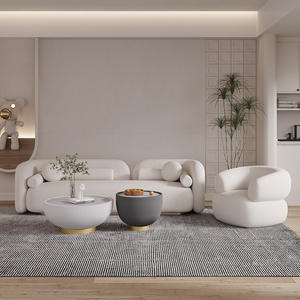 हल्के लक्जरी सरल आधुनिक न्यूरडिक न्यूनतम शैली ओम गंध कस्टम लिविंग रूम फर्नीचर क्रीम सफेद टेडी कपड़े घुमावदार सोफे - Product Image 1