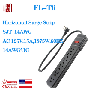125v 15a אמריקאי שולחן עבודה 6 יציאה חשמלי מגן מתח פס כוח רצועה עם חוט 3 רגל - Product Image 2
