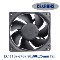 Ventilateur axial sans balais Gdstime GEA8025 80x80x25mm pour boîtier d'ordinateur, avec roulement à billes, dissipateur thermique en plastique, AC 110V/120V/220V/240V, 2800 tr/min