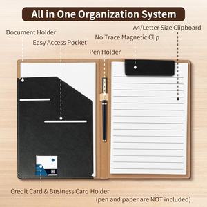 Portablocco Pieghevole a 360° con Clip Magnetica Non Marcante, Passante Elastico per Penna, Porta Documenti <span class=keywords><strong>A4</strong></span>/Letter, per Ufficio e Business, Cina - Product Image 5