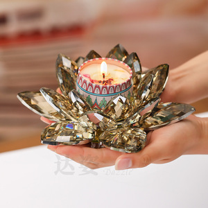 Darzilla Crystal Candle Holder Lotus Shape Heat Resistant Glass Home Decoration For Bedroom Living Room Ornament - Product Image 1