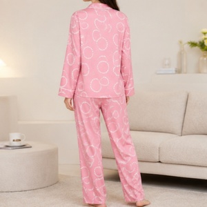 Pyjama deux pièces boutonné en coton uni pour femme, design personnalisé, sexy, grande taille, vêtements de nuit pour femme - Product Image 4