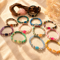 Bracelet en perles d'arôme en pierre naturelle, bijoux en pierres précieuses colorées, bracelet empilable d'été, cadeau pour femme, bracelet à porter au quotidien