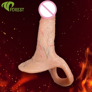 Wiederverwendbarer Geformter Silikon-<span class=keywords><strong>Dildo</strong></span> mit Penishülle-Verlängerung Zwei-in-Eins Erwachsenenspielzeug - Umweltfreundlich Weich Wasserdicht & Tragbar - Product Image 1
