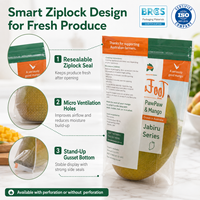 Emballage alimentaire en forme trapézoïdale, sacs personnalisés pour supermarchés, sacs en plastique CPP anti-buée avec fermeture éclair micro-perforée