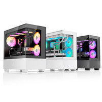 Casing Komputer ABKO U40M Dual USB 3.0 Ports MicroATX Baja Kaca Temper Hitam 3 Kipas ARGB Terpasang Port Audio Depan