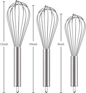 8/10/12 Inch Manual Stainless Steel Wire <b>Egg</b> Whisk Multifunction Cream Butter Beater Dishwasher Safe <b>Eco</b>-Friendly for Baking - Product Image 2