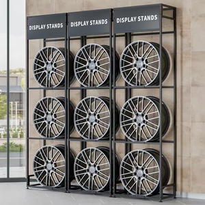 Étagère de présentation en métal noir robuste avec fentes haute capacité pour les magasins de roues et pneus automobiles - Product Image 3