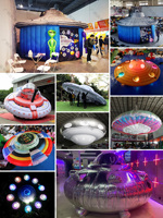 Ovni publicitaire gonflable rotatif pour discothèque, scène lumineuse gonflable, soucoupe volante gonflable, ovni fou gonflable pour événements