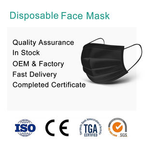 Großhandel Vlies Masker 3-lagige Gesichts maske Schwarz Kunden spezifische chirurgische Maske Einweg-Gesichts maske medizinisch - Product Image 2