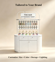Étagères d'Affichage de Parfums Sur Mesure Meubles Vitrine LED | Conception et Décoration d'Intérieur de Magasin de Parfums Clé en Main Support de Présentation de Parfums