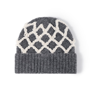Fábrica Custom Checkered Design Xadrez Padrão Argyle Inverno Manter Quente Beanie Malha Diário Moda Unisex Cuff Chapéu Verificado - Product Image 2