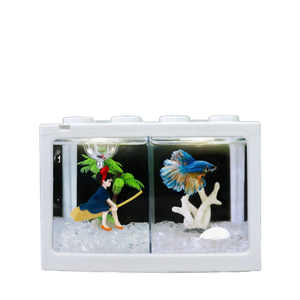 New Arrival Stackable Rectangle 2L Small Fancy Tropical <strong>Fish</strong> <strong>Tank</strong> with USB LED Lighting Indoor <strong>Aquarium</strong> for Christmas Gift - Product Image 1