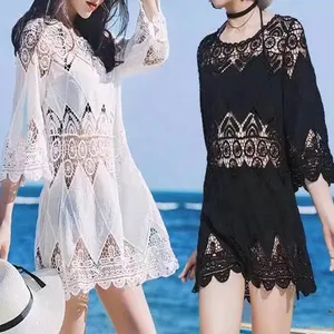 2020 i più nuovi Hot Sexy delle Donne Beach Bikini Cover Up Abiti di Pizzo Lungo di Estate Crochet Maxi Dress Costumi Da Bagno Outwear Caftano vestito