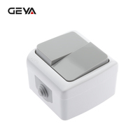 GEYA fábrica personalizada 10A 250V interruptores de pared de PC a prueba de agua estándar europeo IP54 2 Gang 1 manera para uso doméstico