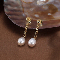 Mlluki GPE80 Valentijnscadeau Sieraden Gekweekte Zoetwaterparel 14K Verguld 925 Sterling Zilver Hangende Oorbellen