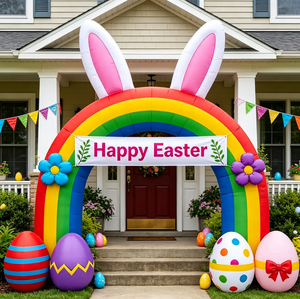 Colorful Inflatable Easter Bunny Arch Decoration With Egg Ornaments For Garden Lawn Storefront And Holiday Celebration - Product Image 4