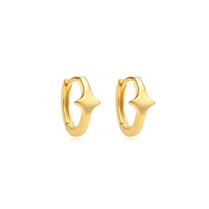 Boucles d'oreilles créoles en forme de U pour usage quotidien, en argent sterling 925 plaqué or 18 carats, avec perles et étoiles, pour femmes - Product Image 2