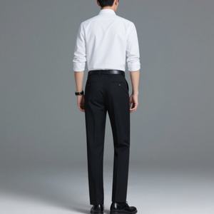 Pantalon de costume noir classique pour homme, coupe slim, pantalon de bureau formel - Confort extensible, infroissable - Product Image 4