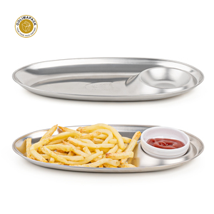 OOLIMAPACK Plateau à frites en acier inoxydable à un niveau de haute qualité en métal doré/argenté pour restauration rapide Restaurant Cuisine - Product Image 1
