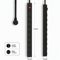Multiprise PDU 8 prises US pour montage en rack, rallonge de cabinet 110V, protection contre les surcharges en cuivre ignifuge pour
